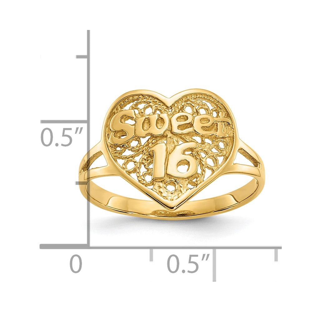 10K SWEET 16 Heart Ring