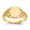 10k 8.5x7.5mm Oval Satin Open Back Filigree Signet Ring
