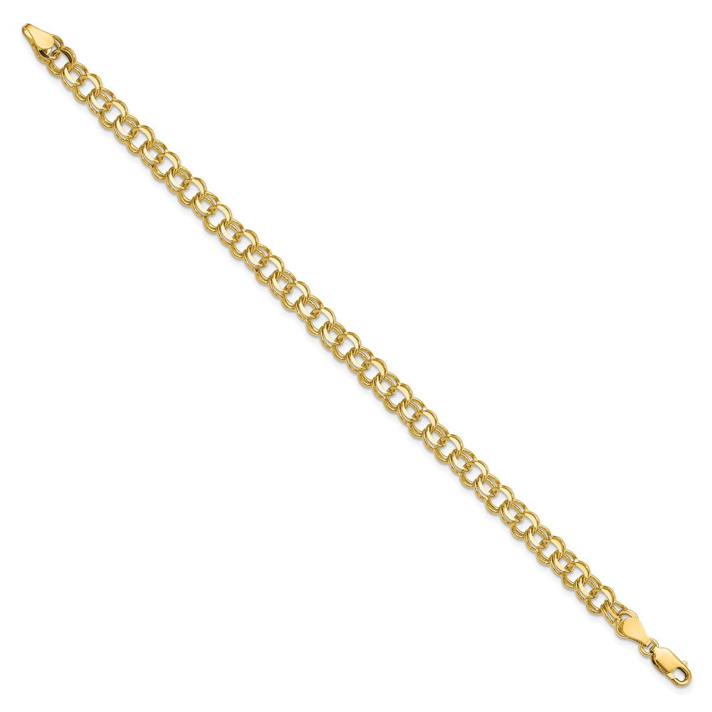 10k 5.5mm Solid Diamond-cut Double Link 8 inch Charm Bracelet