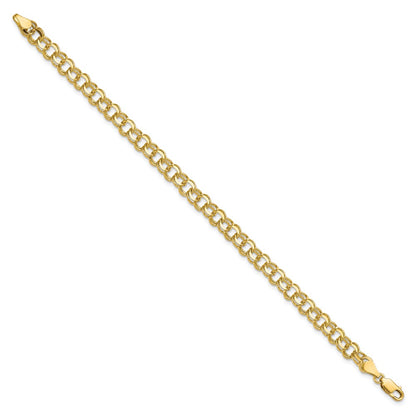 10k 5.5mm Solid Diamond-cut Double Link 8 inch Charm Bracelet