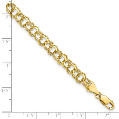 10k 5.5mm Solid Diamond-cut Double Link 8 inch Charm Bracelet