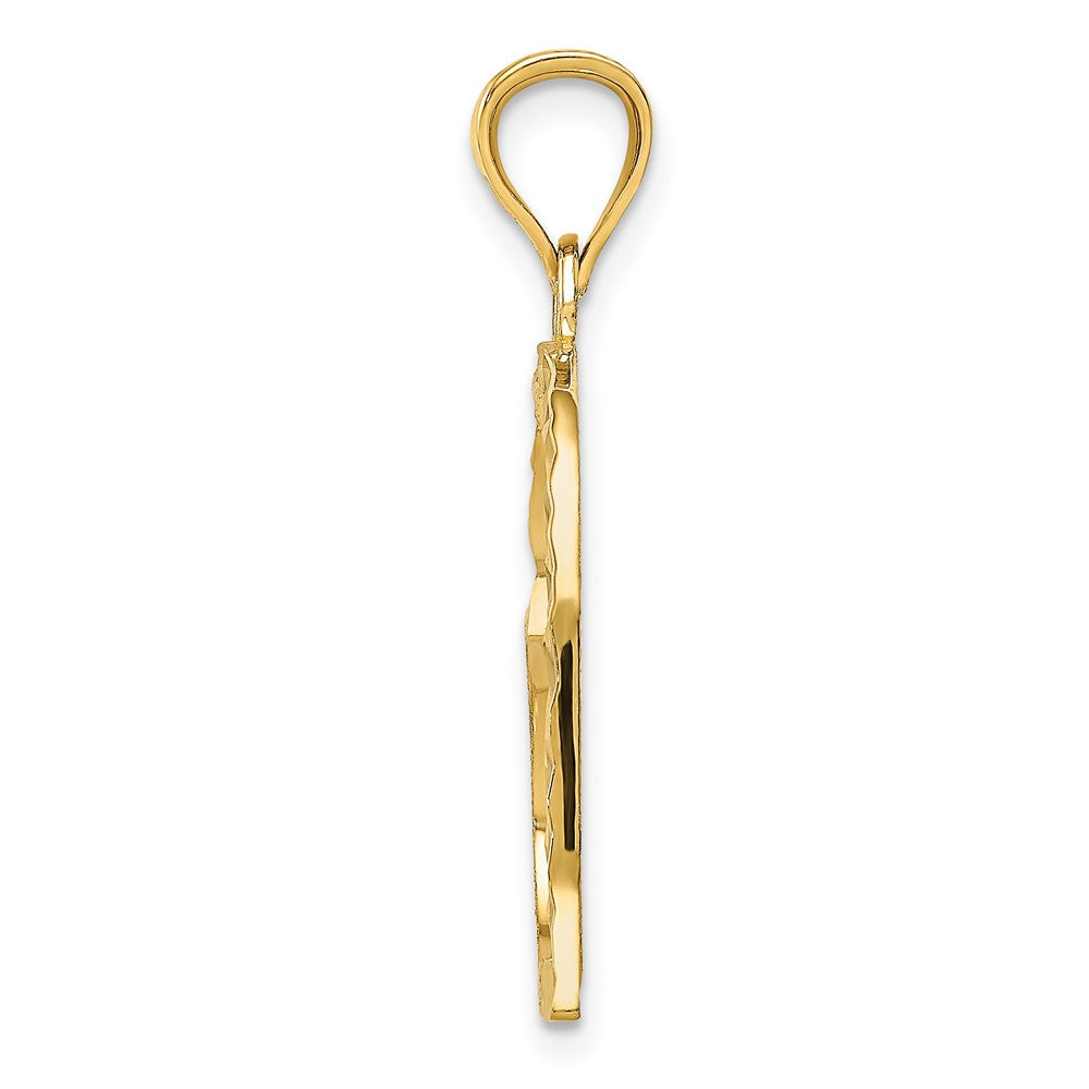 10K Satin Diamond-cut Offset Heart Pendant