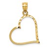 10K Satin Diamond-cut Offset Heart Pendant