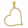 10K Satin Diamond-cut Offset Heart Pendant