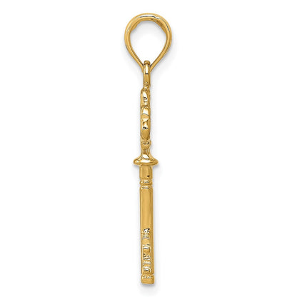 10k Polished 3-D Hearts Key Charm