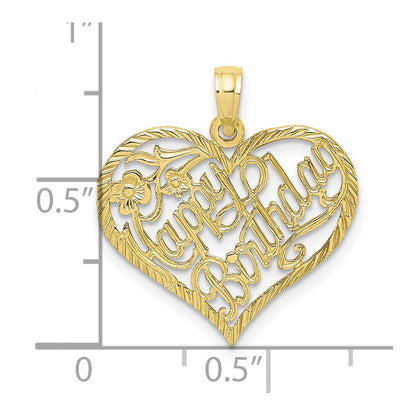 10K Solid Talking HAPPY BIRTHDAY in Heart Pendant