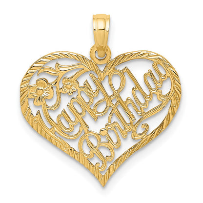 10K Solid Talking HAPPY BIRTHDAY in Heart Pendant
