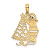 10K Polished Christmas Tree and Santa Pendant