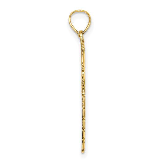 10K Solid Polished Candy Cane with Bow Pendant