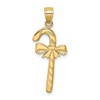 10K Solid Polished Candy Cane with Bow Pendant