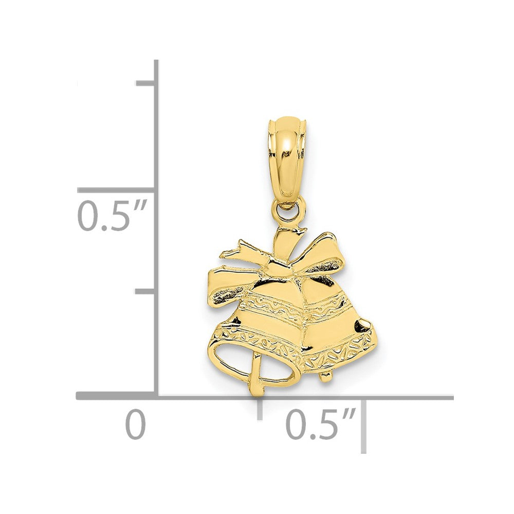10K Polished Christmas Bells Pendant
