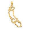10K Solid Cut-out I Heart CA California State Pendant