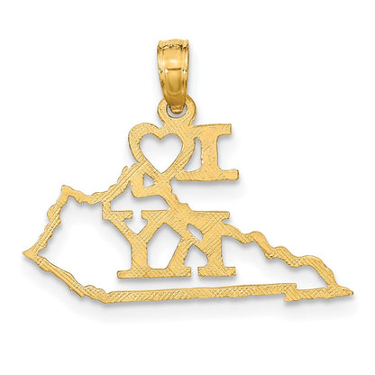 10K Solid Cut-out I Heart KY Kentucky State Pendant
