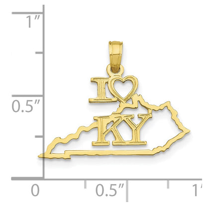 10K Solid Cut-out I Heart KY Kentucky State Pendant