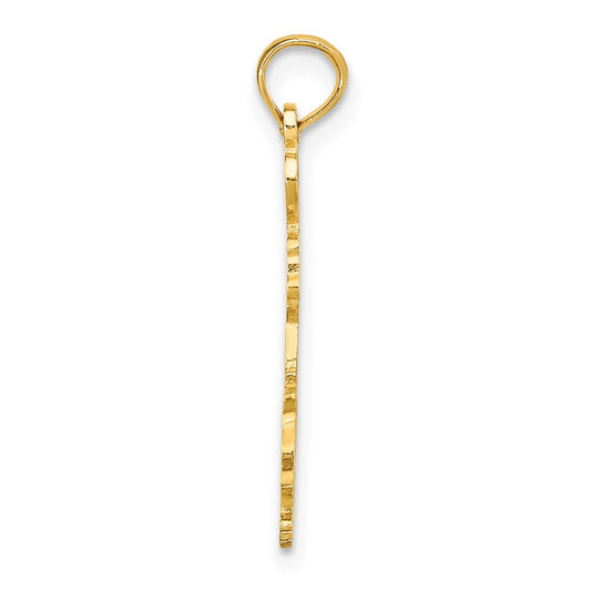 10K Solid Cut-out I Heart LA Louisiana State Pendant