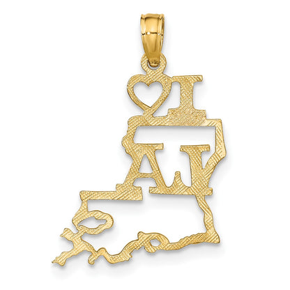 10K Solid Cut-out I Heart LA Louisiana State Pendant