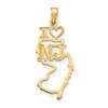 10K Solid Cut-out I Heart NJ New Jersey State Pendant