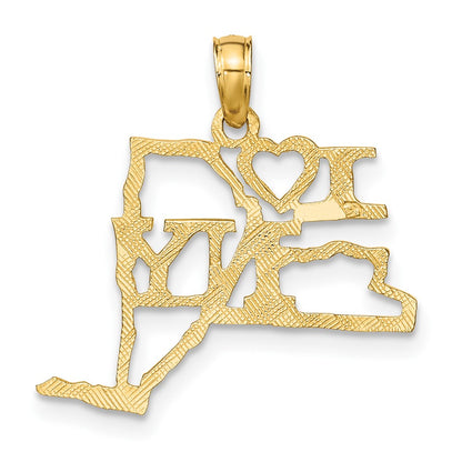 10K Solid Cut-out I Heart NY New York State Pendant