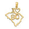 10K Solid Cut-out I Heart SC South Carolina State Pendant