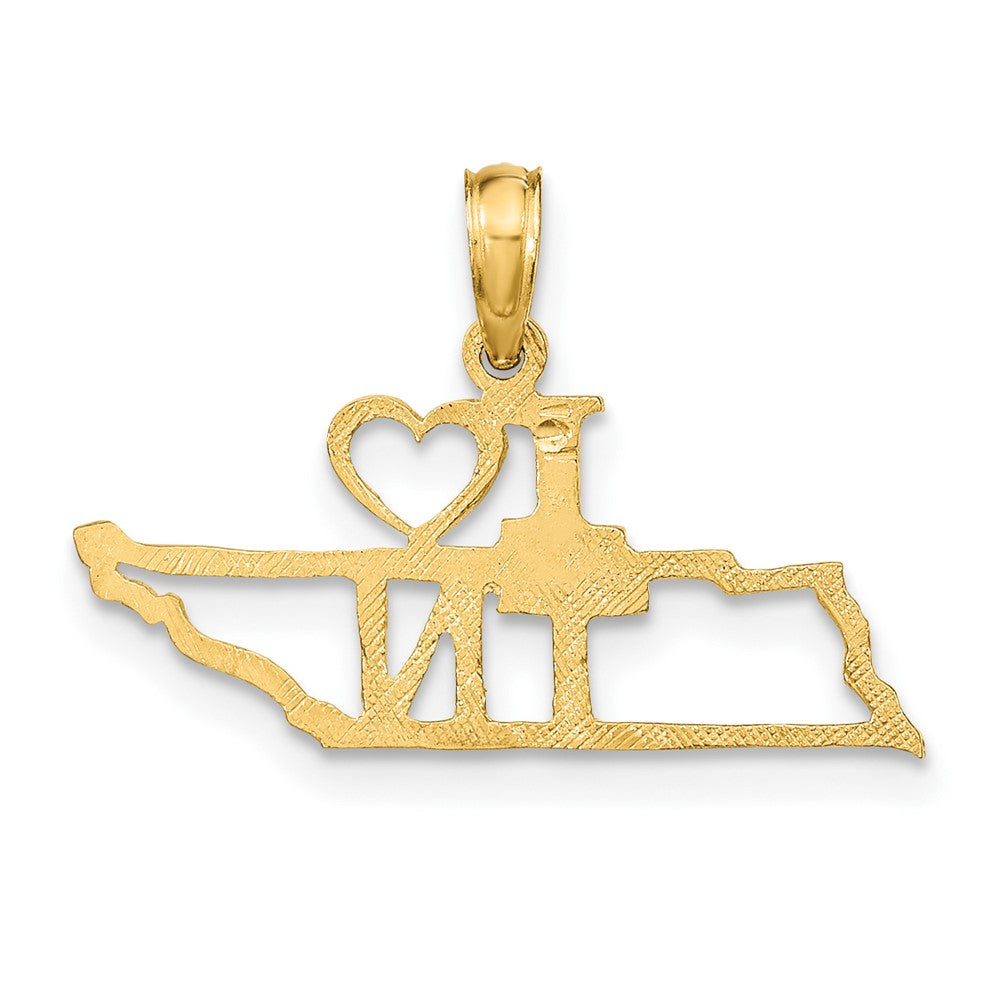 10K Solid Cut-out I Heart TN Tennessee State Pendant