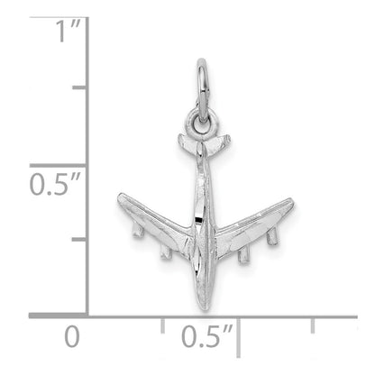 10k White Gold 3-D Diamond-cut Airplane Charm