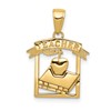 10k Polished Flat-Backed TEACHER Frame with Book and Apple Pendant