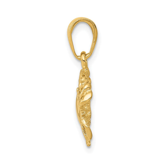 10k Solid Polished Open-Backed Crab Pendant