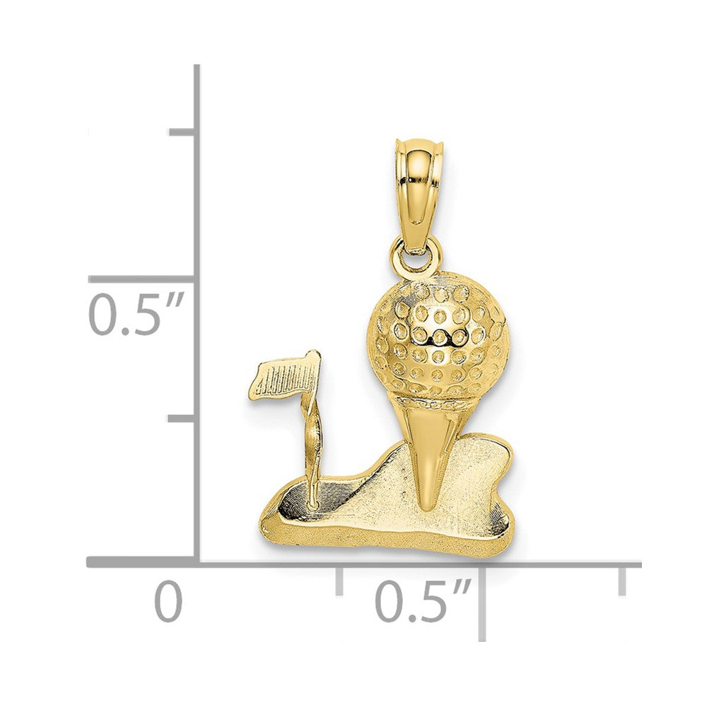 10k Solid Polished Golf Ball and Tee Charm
