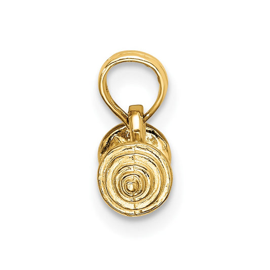 10K Solid Polished 3-D Barbell Charm