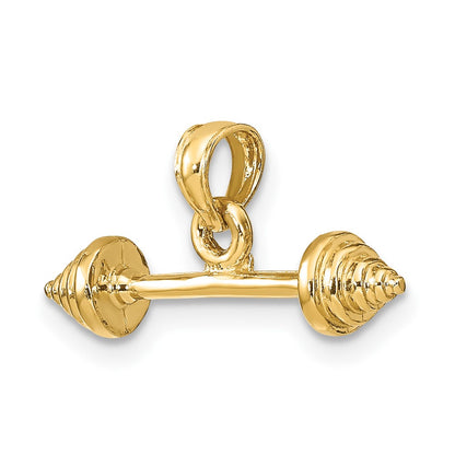 10K Solid Polished 3-D Barbell Charm