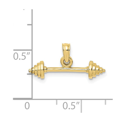 10K Solid Polished 3-D Barbell Charm