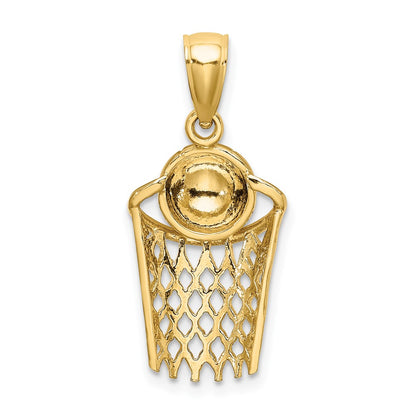 10K Polished Basketball and Net Charm