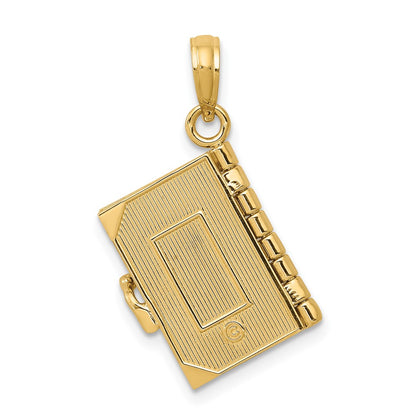 10K  3-D Moveable Pages Bible Opens with Lords Prayer Inside Pendant