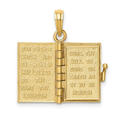 10K  3-D Moveable Pages Bible Opens with Lords Prayer Inside Pendant
