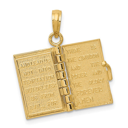 10K  3-D Moveable Pages Bible Opens with Lords Prayer Inside Pendant