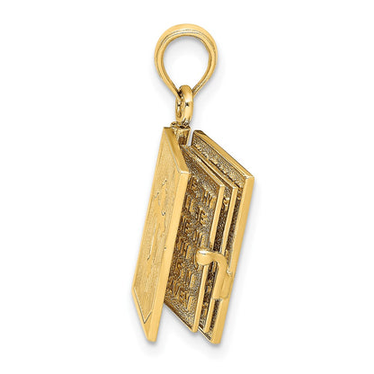 10K  3-D Moveable Pages Bible Opens with Lords Prayer Inside Pendant