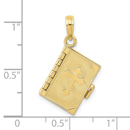 10K  3-D Moveable Pages Bible Opens with Lords Prayer Inside Pendant