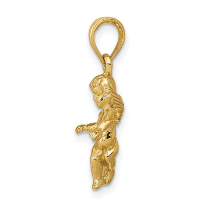 10k 3-D Polished Solid Angel Pendant