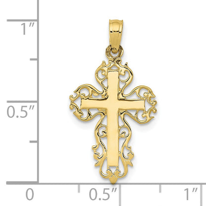 10k Filigree Edge Fancy Cross Pendant
