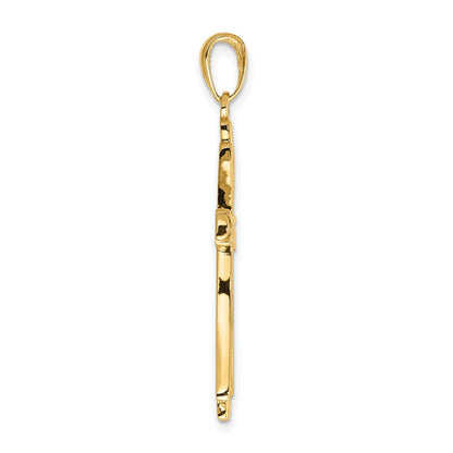 10K Polished Solid Cross with Cut-out Center Pendant