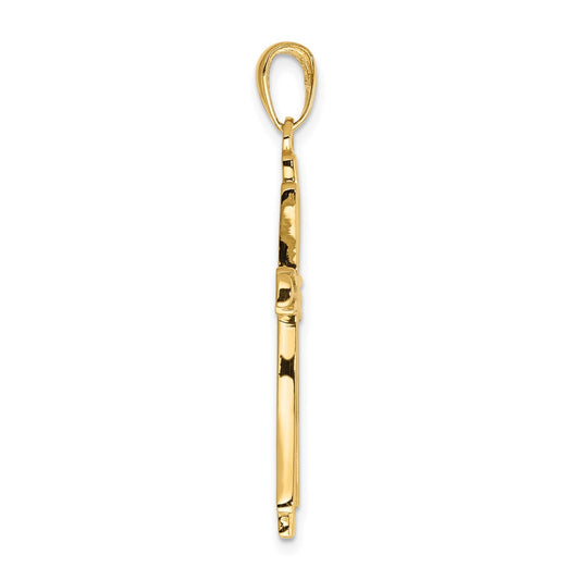 10K Polished Solid Cross with Cut-out Center Pendant