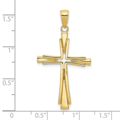 10K Polished Solid Cross with Cut-out Center Pendant