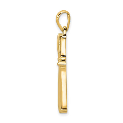 10k Two-tone Polished Cross with Frame Pendant