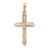 10k Two-tone Polished Cross with Frame Pendant