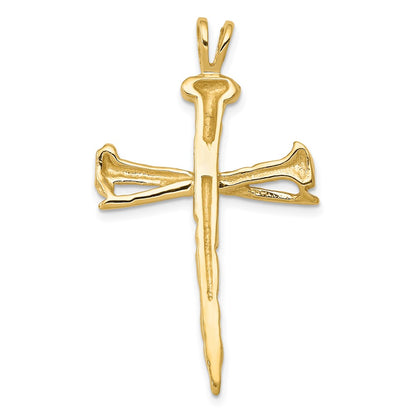 10k Polished Nail Cross Pendant