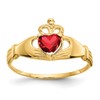 10k CZ January Dark Red Birthstone Claddagh Heart Ring