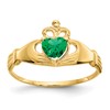 10k CZ May Green Birthstone Claddagh Heart Ring