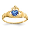 10k CZ September Blue Birthstone Claddagh Heart Ring