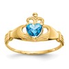 10k CZ December Blue Birthstone Claddagh Heart Ring