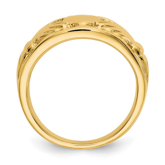 10k Polished Mens Claddagh Ring